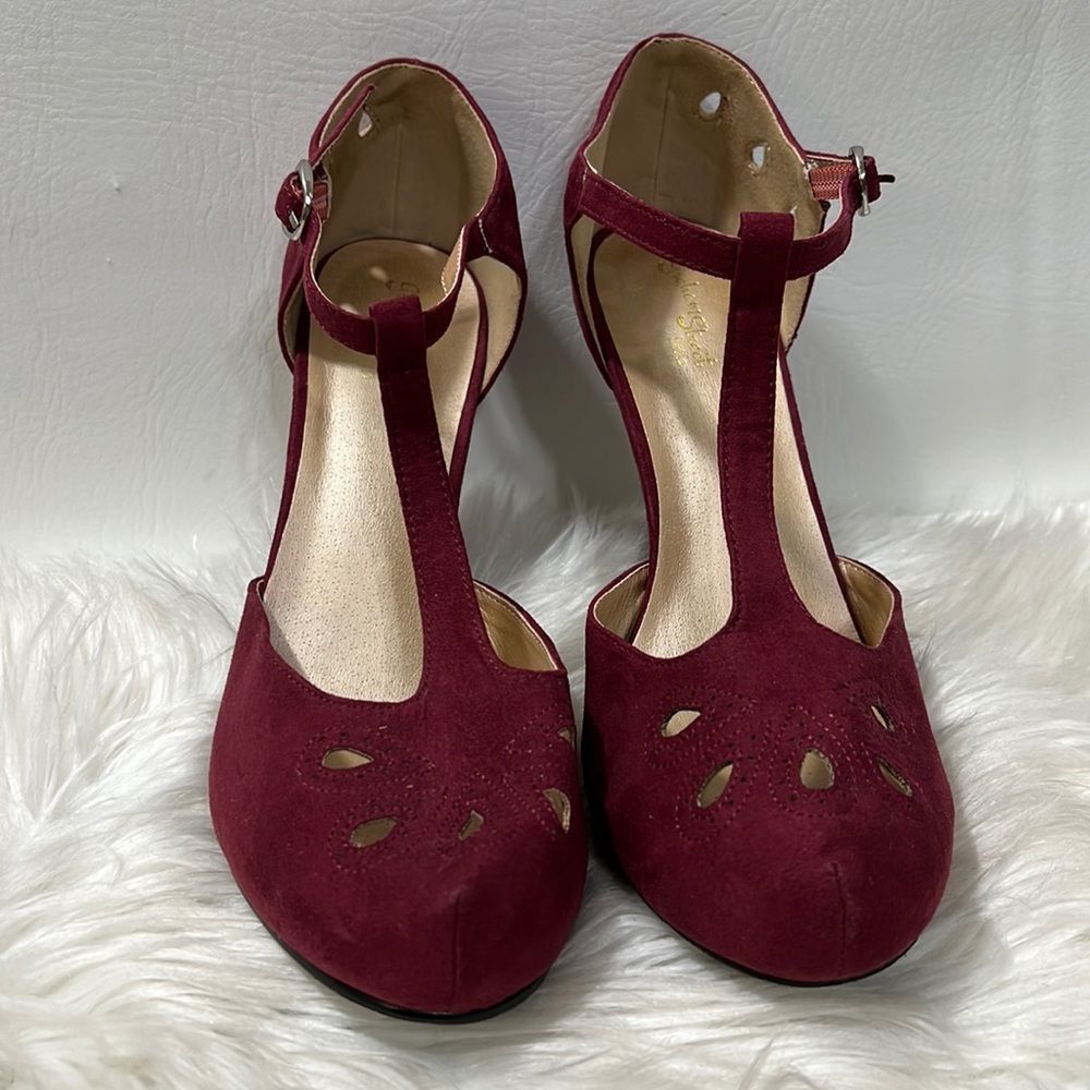 Graham Street Shoe Company BurgundyT-Strap Heels Size 11 Medium